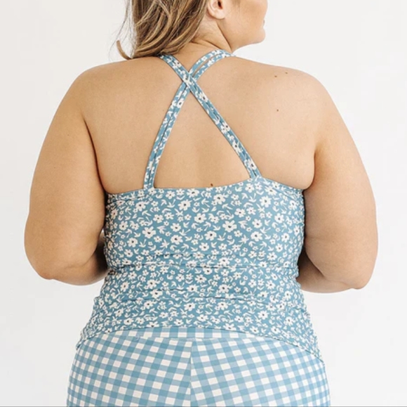 Lime Ricki Ocean Floral Double Cinch Tankini Top - Picture 2 of 2